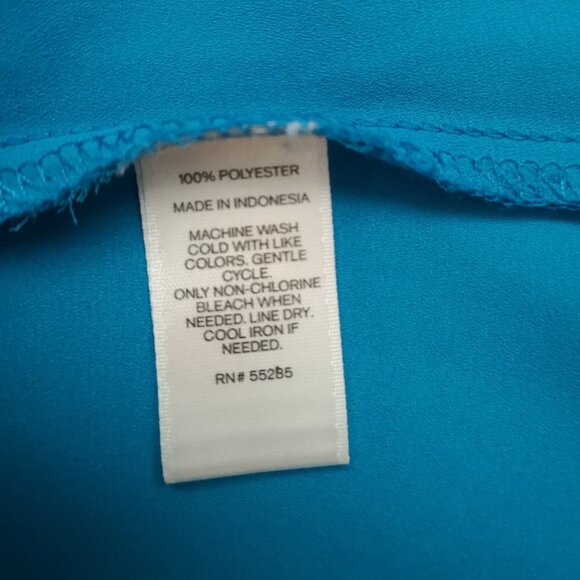 Express Portofino Ladies Size XS Royal Blue Slim Fit Button Front Blouse - Picture 4 of 5